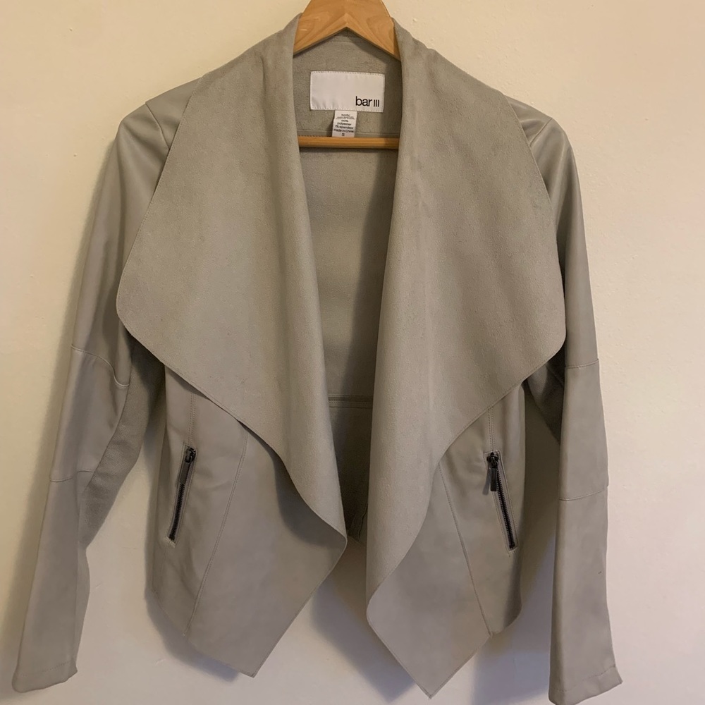 Super cute Bar III Faux leather fly away jacket